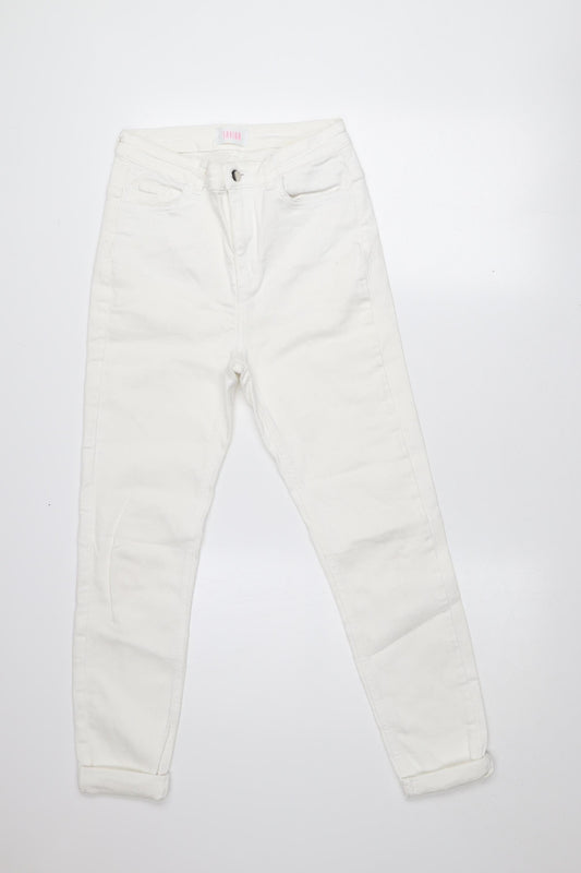 Savida Women White Skinny Slim Fit Stretch Denim Jeans Size 10