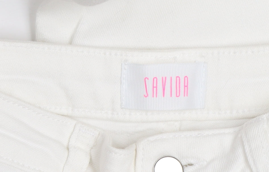 Savida Women White Skinny Slim Fit Stretch Denim Jeans Size 10
