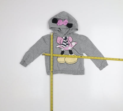 name it Girls Grey Minnie Mouse Pullover Hoodie 2-3 Years Hooded Sweatshirt