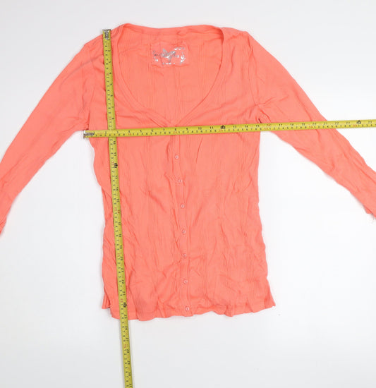 Atmosphere Women’s Orange Button Cardigan Size 10 V-Neck Lightweight Knit