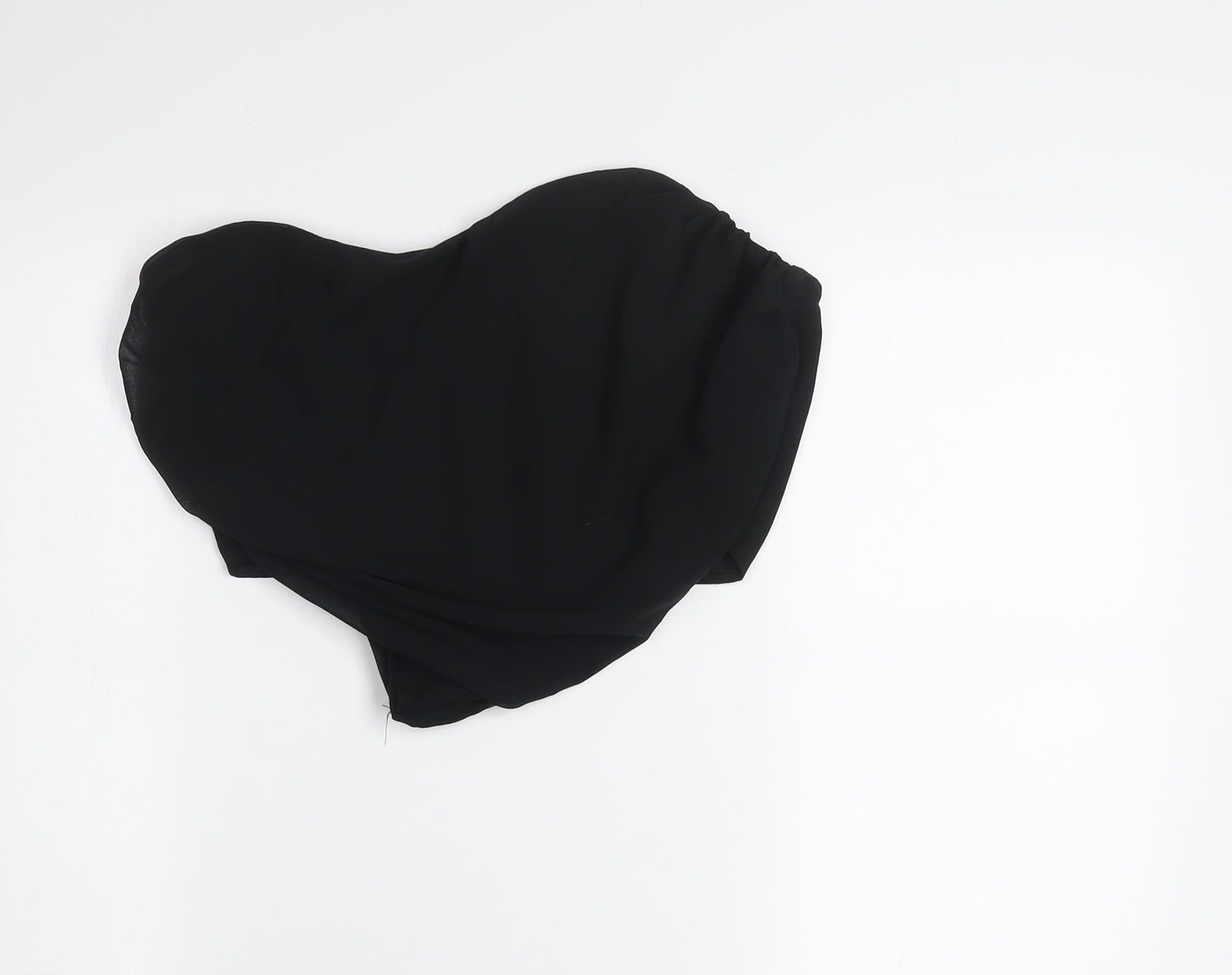 PrettyLittleThing Womens Black Strapless Cropped Zip Blouse Size 14
