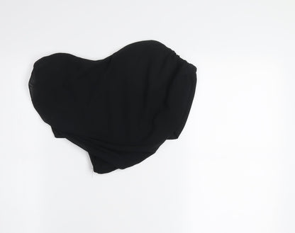 PrettyLittleThing Womens Black Strapless Cropped Zip Blouse Size 14