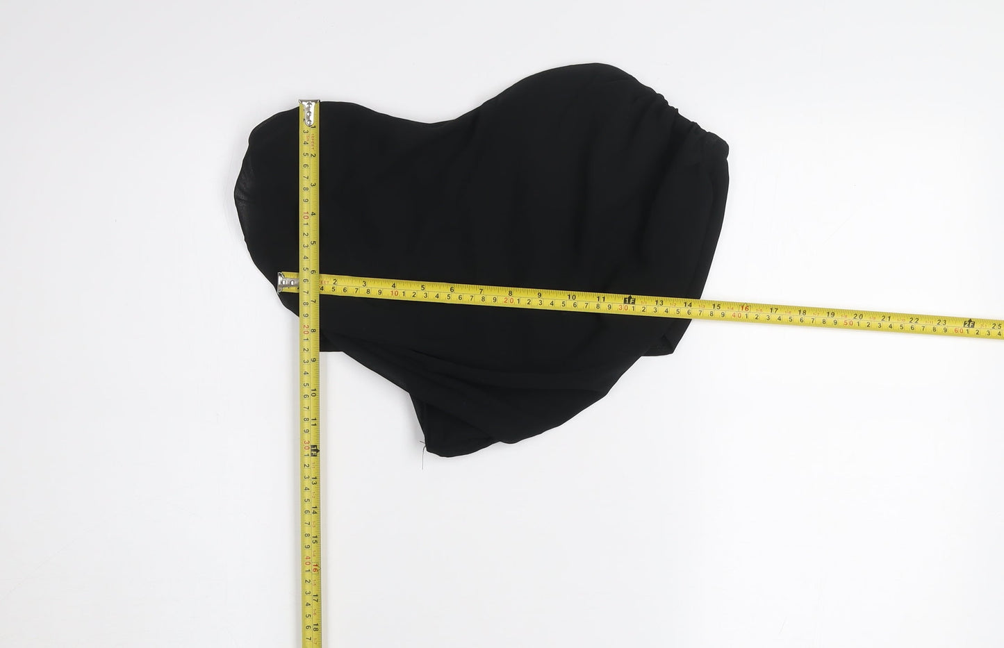 PrettyLittleThing Womens Black Strapless Cropped Zip Blouse Size 14