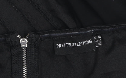 PrettyLittleThing Womens Black Strapless Cropped Zip Blouse Size 14