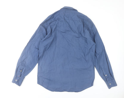 Tommy Hilfiger Men's Blue Regular Fit Cotton Formal Shirt L