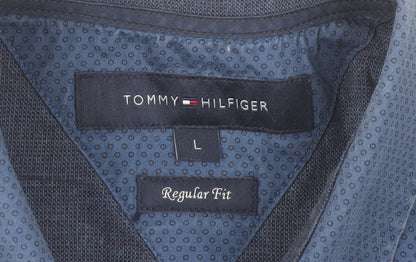 Tommy Hilfiger Men's Blue Regular Fit Cotton Formal Shirt L