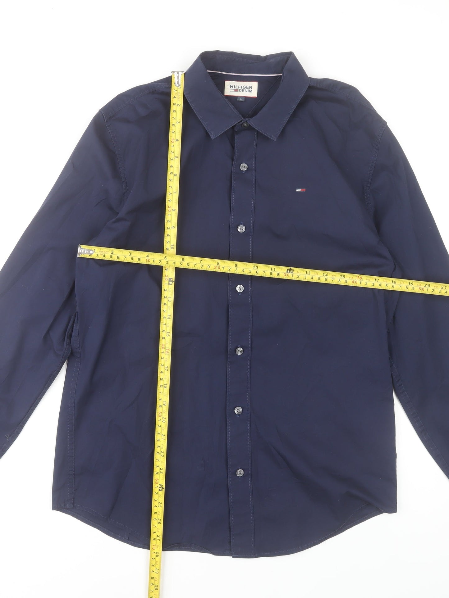 Tommy Hilfiger Denim Men's Navy Long Sleeve Formal Shirt L