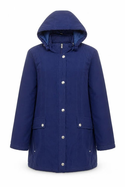 Bonmarché Women's Blue Hooded Parka Coat Size M Long Sleeve
