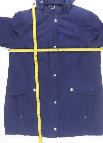 Bm Collection Women's Blue Hooded Parka Coat Size M Long Sleeve