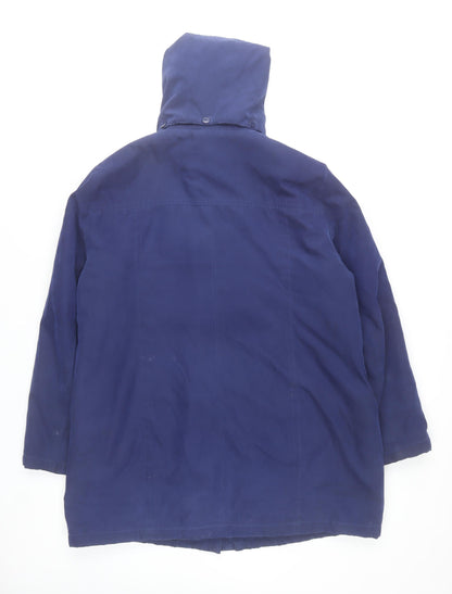 Bm Collection Women's Blue Hooded Parka Coat Size M Long Sleeve