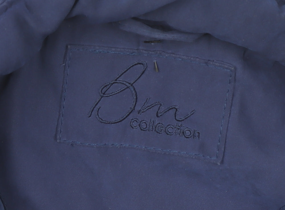 Bm Collection Women's Blue Hooded Parka Coat Size M Long Sleeve