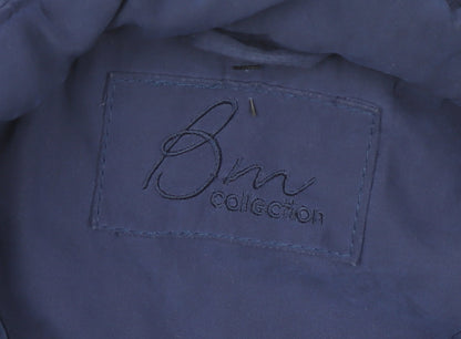 Bm Collection Women's Blue Hooded Parka Coat Size M Long Sleeve