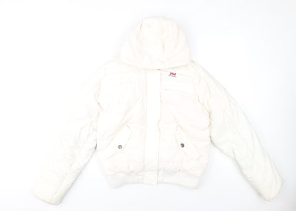 Helly Hansen Women's White Hooded Puffer Jacket L Winter Down Coat