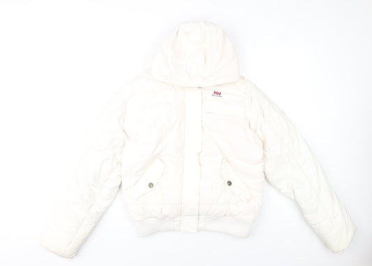 Helly Hansen Women's White Hooded Puffer Jacket L Winter Down Coat