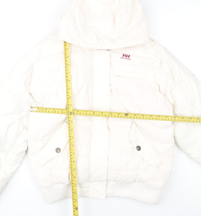 Helly Hansen Women's White Hooded Puffer Jacket L Winter Down Coat