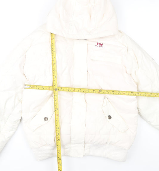 Helly Hansen Women's White Hooded Puffer Jacket L Winter Down Coat