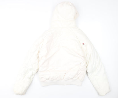 Helly Hansen Women's White Hooded Puffer Jacket L Winter Down Coat