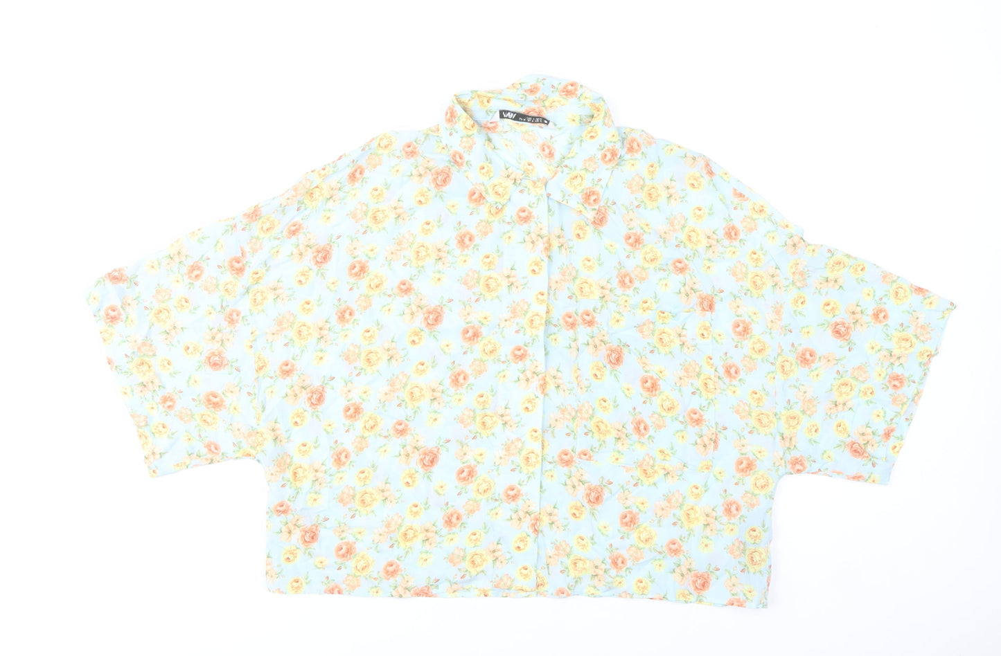 Zara Women’s Multicoloured Floral Cropped Button-Up Shirt Size 12