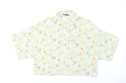 Zara Women’s Multicoloured Floral Cropped Button-Up Shirt Size 12