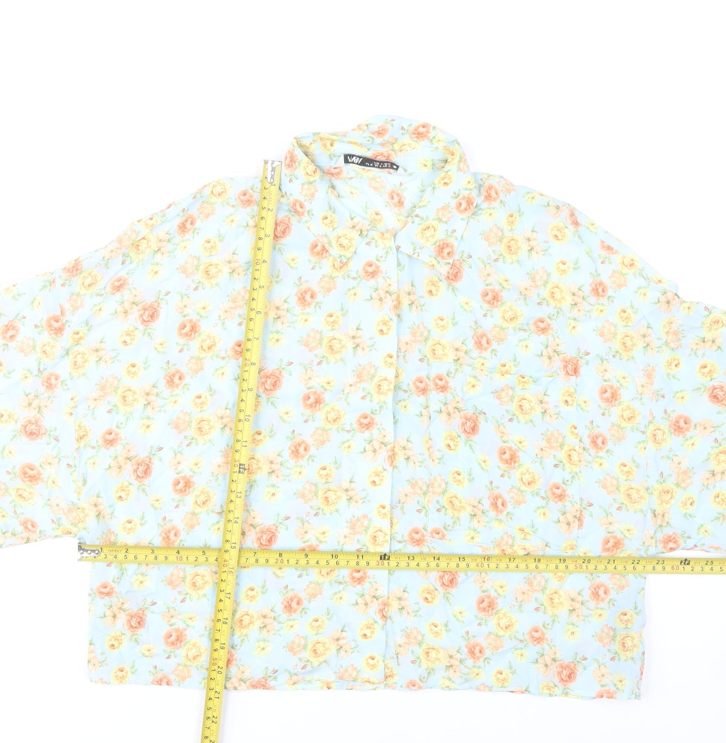 Zara Women’s Multicoloured Floral Cropped Button-Up Shirt Size 12