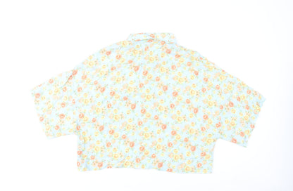 Zara Women’s Multicoloured Floral Cropped Button-Up Shirt Size 12
