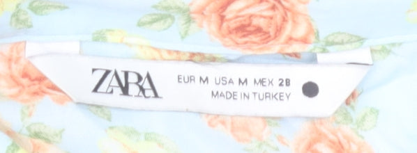 Zara Women’s Multicoloured Floral Cropped Button-Up Shirt Size 12