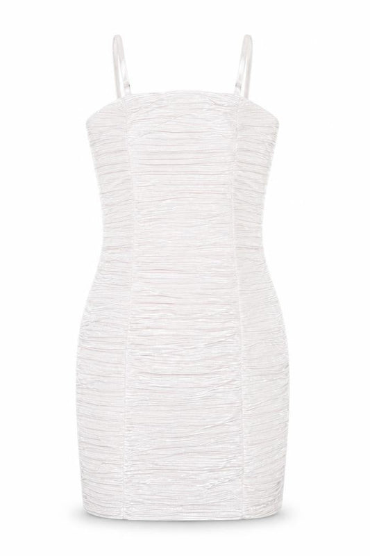 Parisian Women Beige Ruched Bodycon Party Dress Size 8