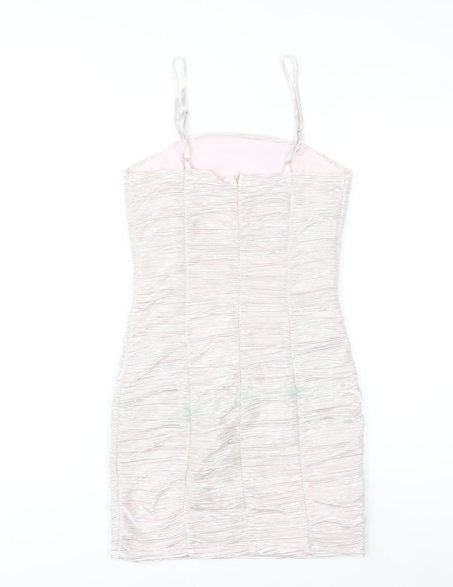 Parisian Women Beige Ruched Bodycon Party Dress Size 8