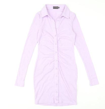 PrettyLittleThing Women’s Purple Collared Shirt Dress UK 8