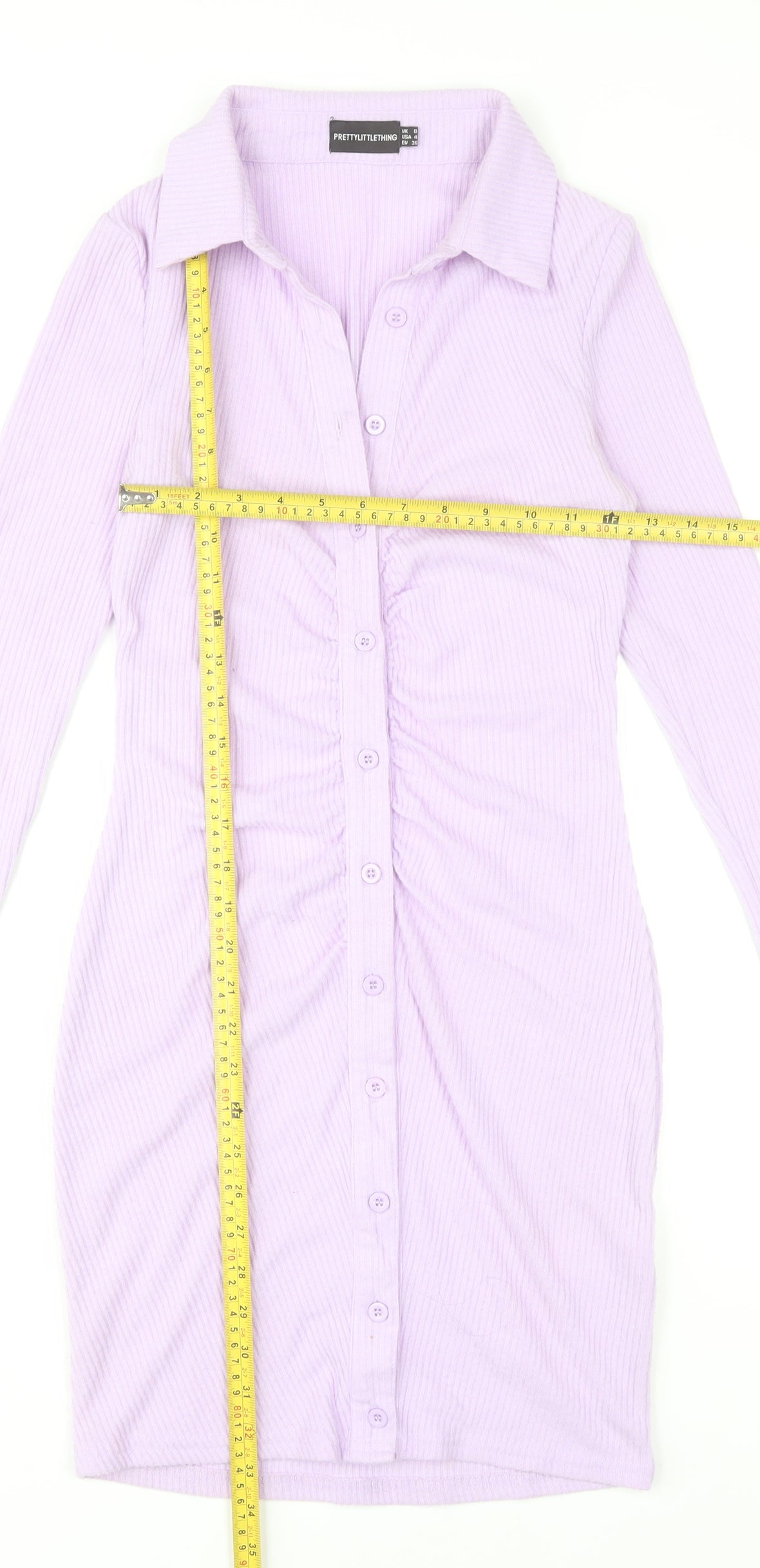PrettyLittleThing Women’s Purple Collared Shirt Dress UK 8