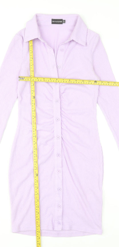 PrettyLittleThing Women’s Purple Collared Shirt Dress UK 8