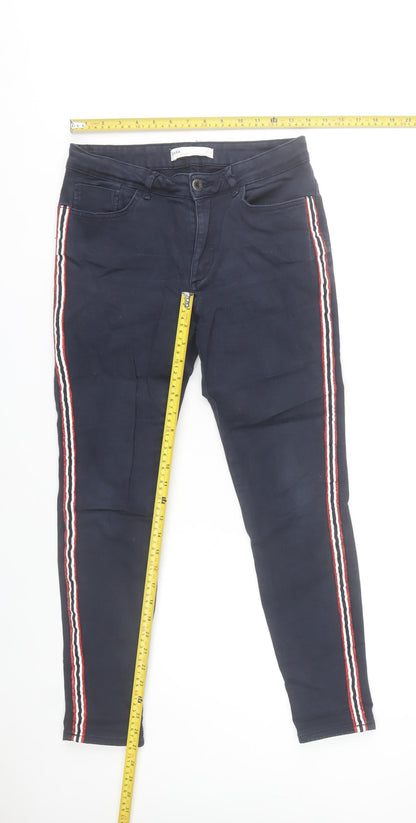 Zara Women’s Blue Skinny Stripe Jeans Size 10 Slim Fit Denim
