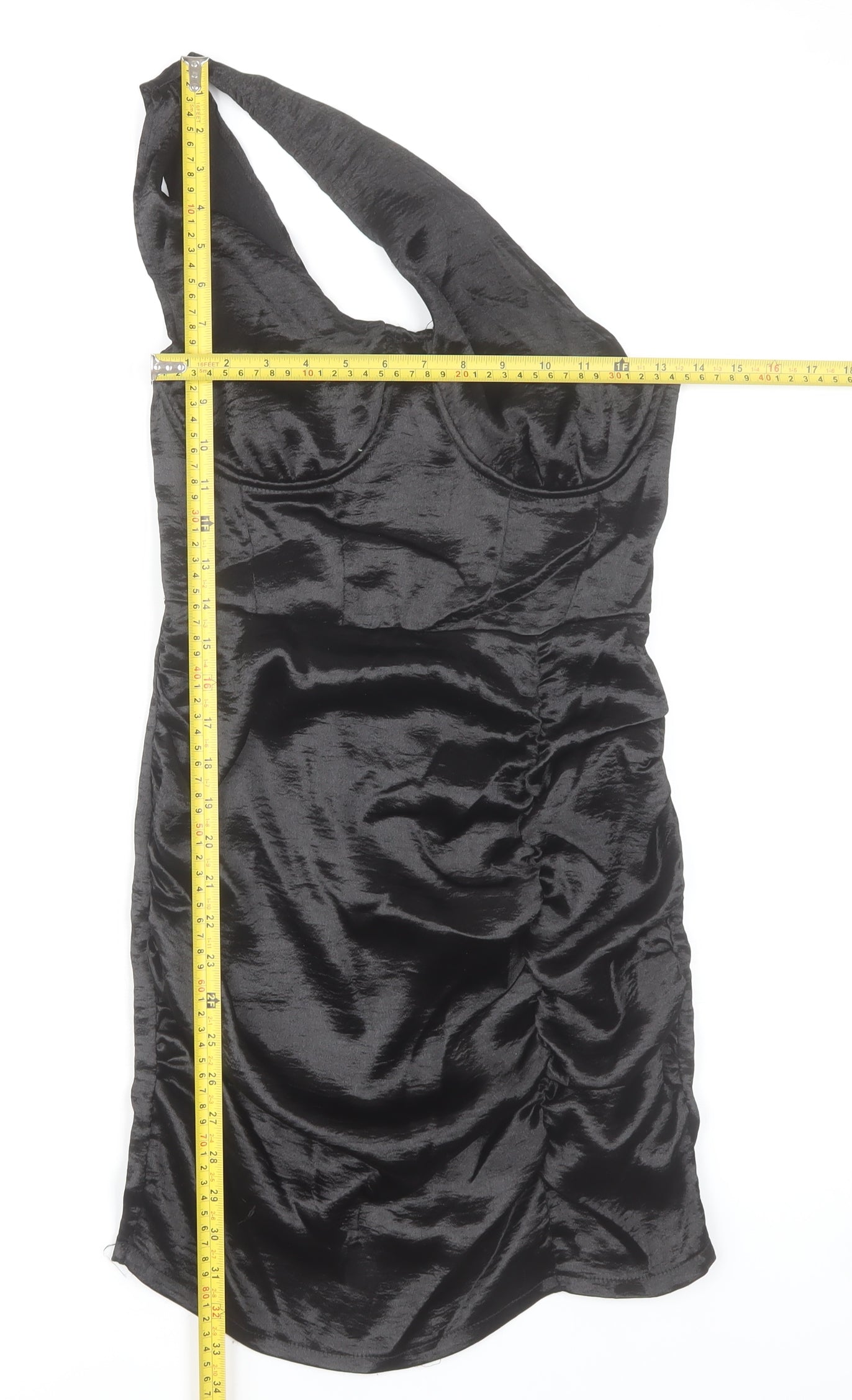 Boohoo Women’s Black One Shoulder Ruched Bodycon Dress UK 10