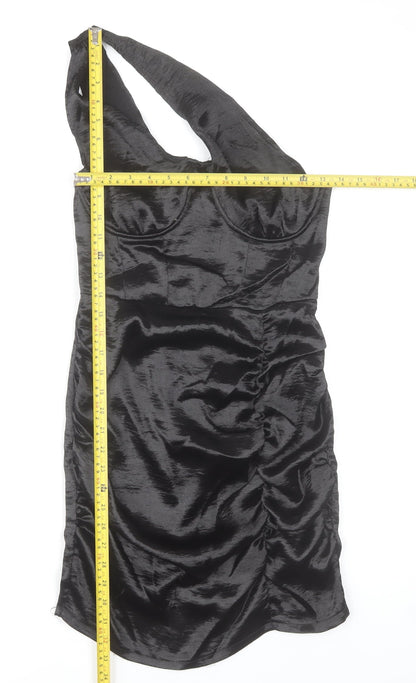 Boohoo Women’s Black One Shoulder Ruched Bodycon Dress UK 10