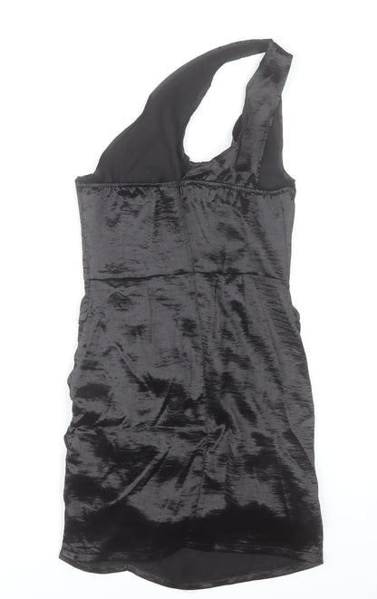 Boohoo Women’s Black One Shoulder Ruched Bodycon Dress UK 10