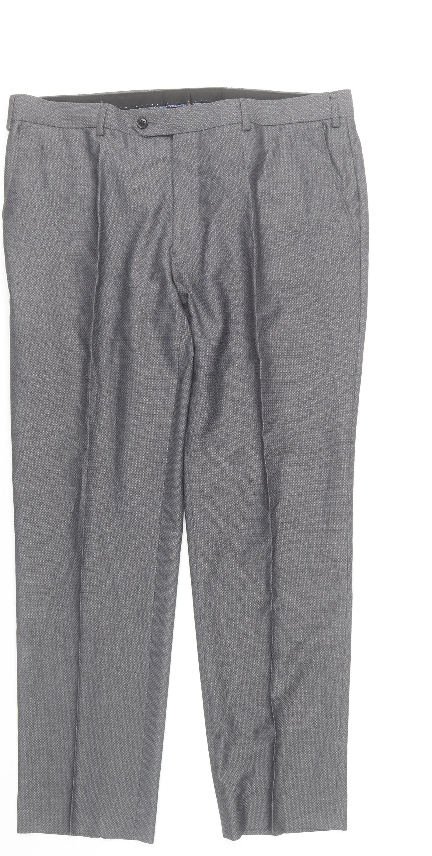Daniel Grahame Men's Grey 42S Regular Fit Dress Trousers