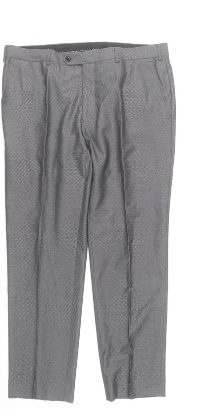 Daniel Grahame Men's Grey 42S Regular Fit Dress Trousers