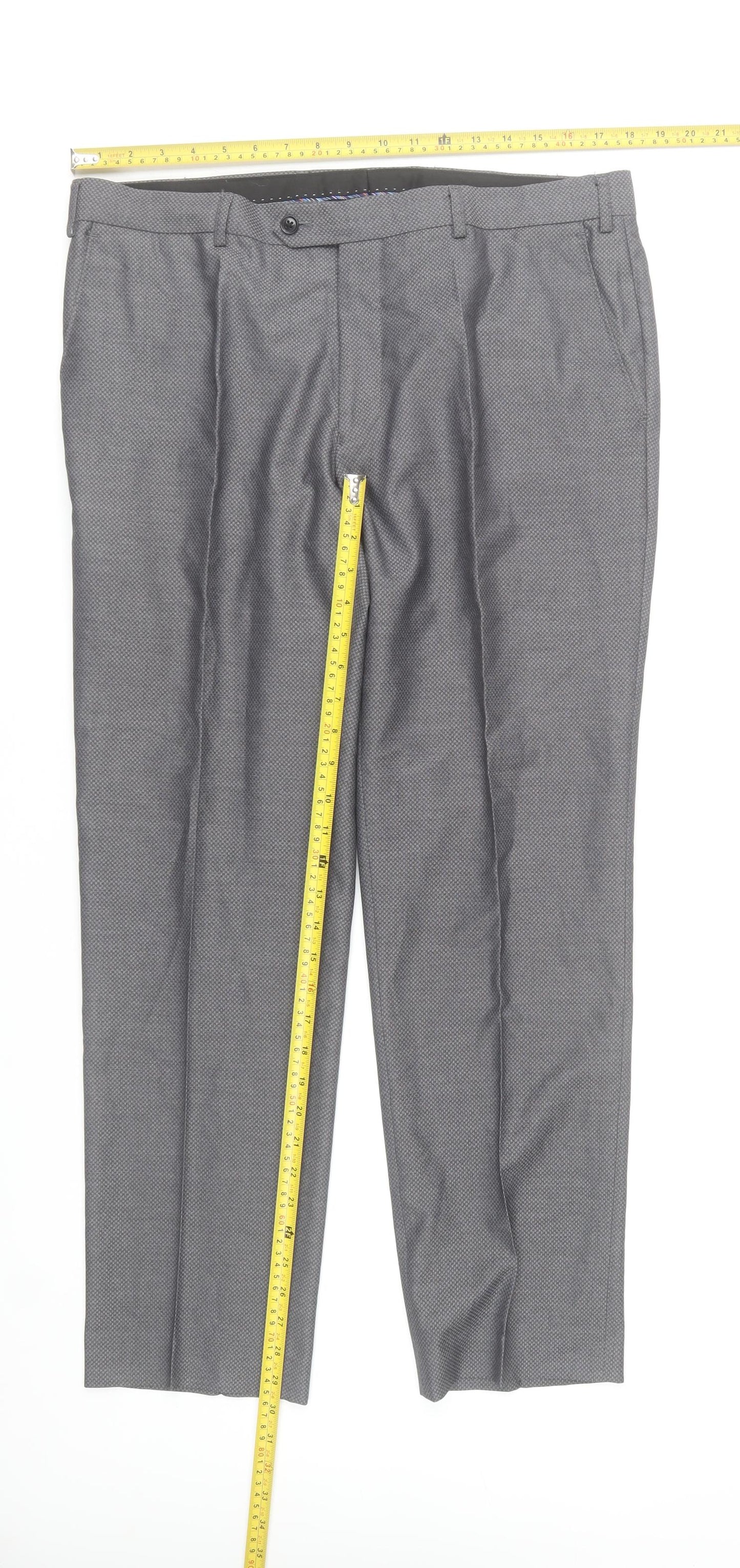 Daniel Grahame Men's Grey 42S Regular Fit Dress Trousers