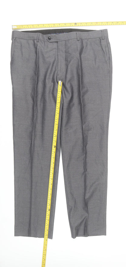 Daniel Grahame Men's Grey 42S Regular Fit Dress Trousers