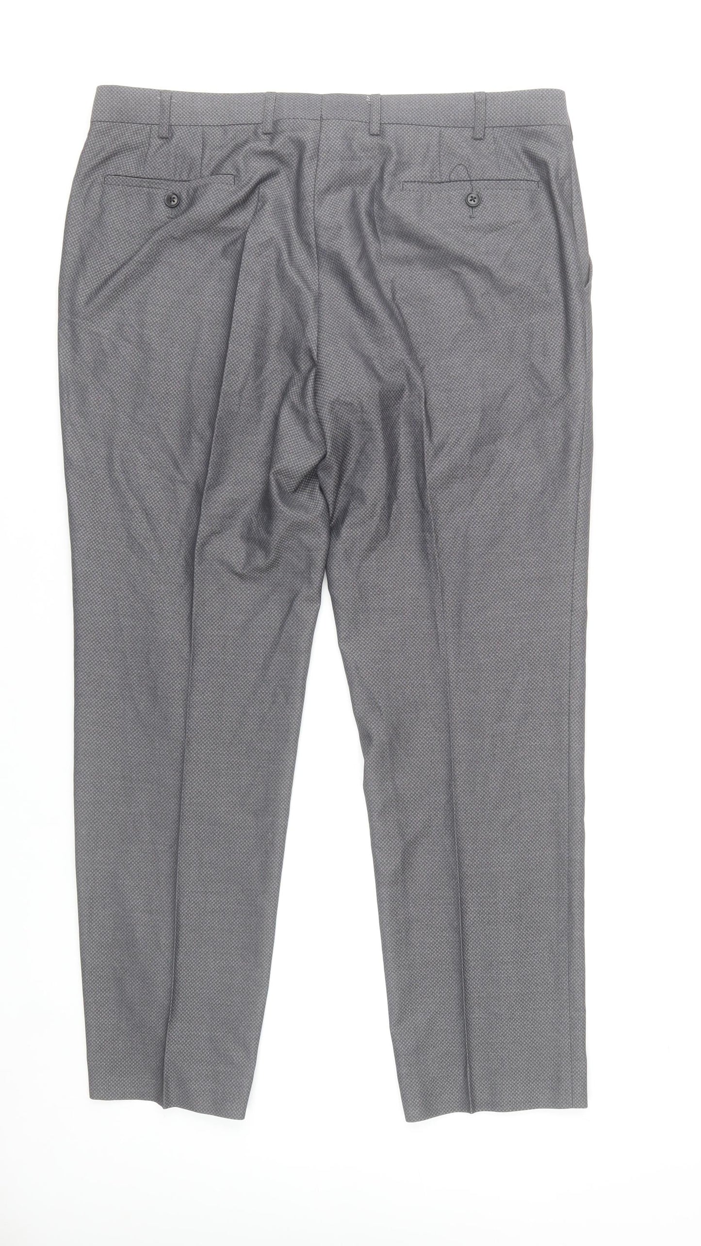 Daniel Grahame Men's Grey 42S Regular Fit Dress Trousers