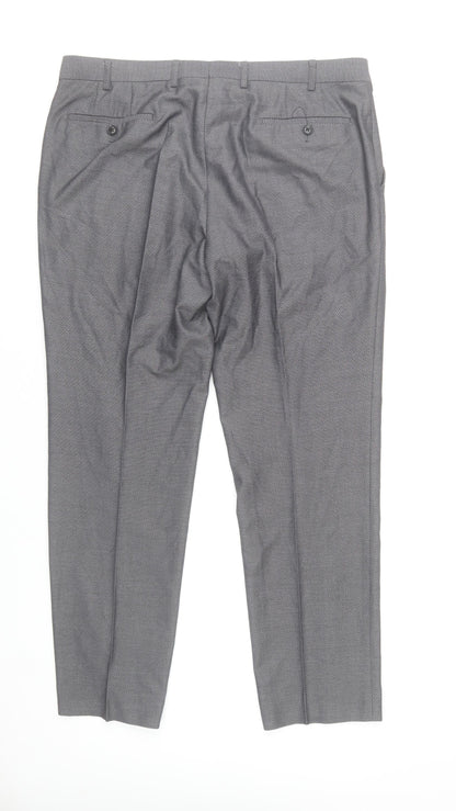Daniel Grahame Men's Grey 42S Regular Fit Dress Trousers