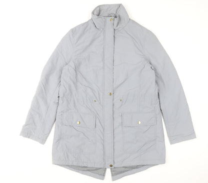 Anthology Women’s Grey Parka Jacket Size 12 Nylon Mid-Length