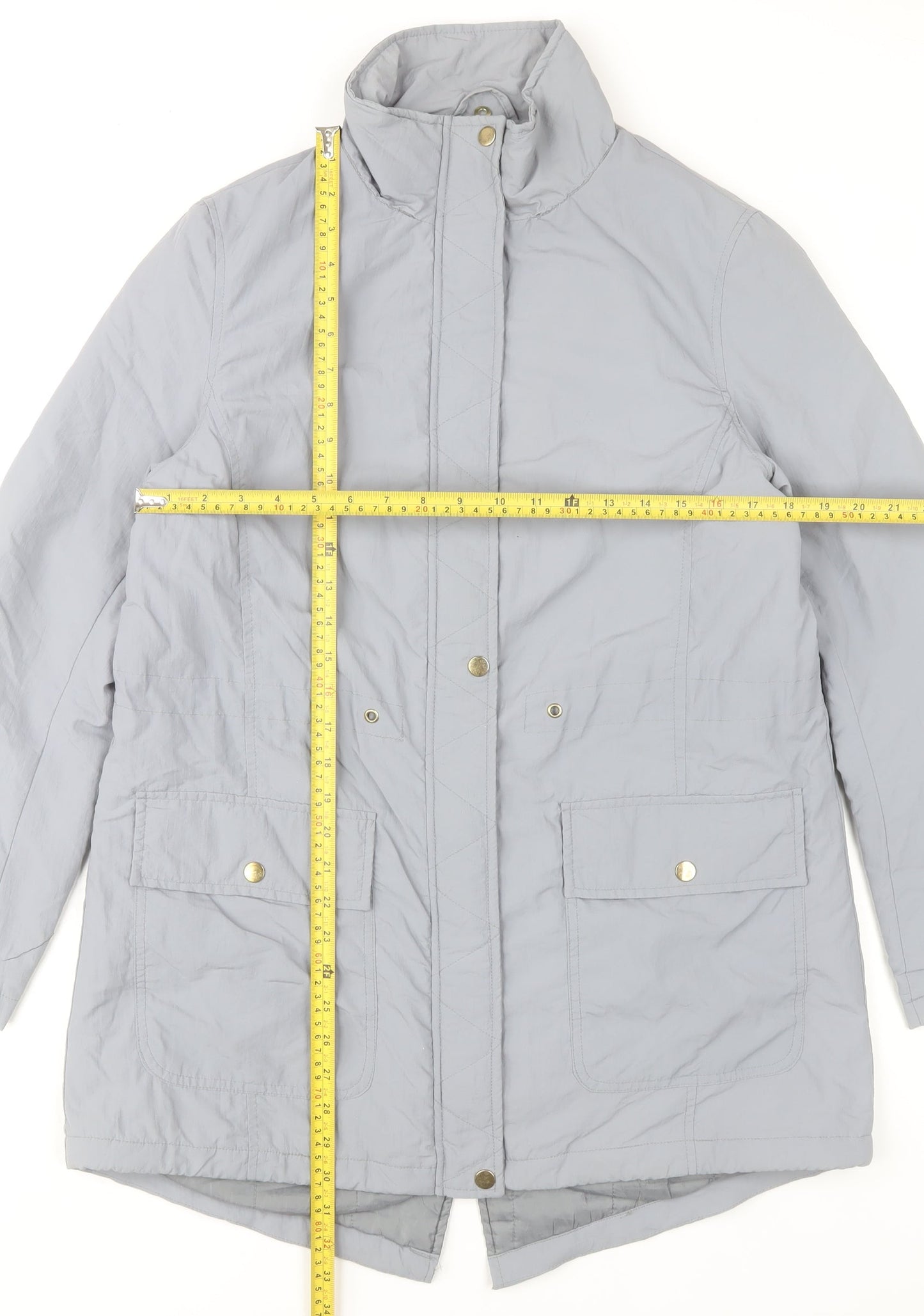 Anthology Women’s Grey Parka Jacket Size 12 Nylon Mid-Length