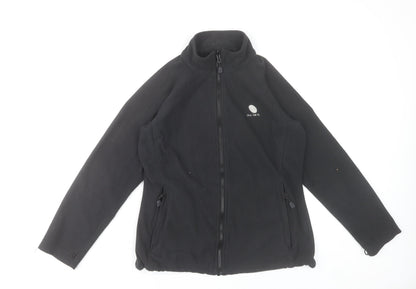 One Earth Women's Black Fleece Zip Jacket Size 12 Outdoor Warm Layer