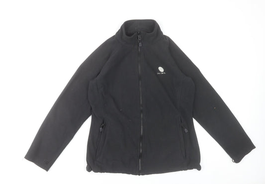 One Earth Women's Black Fleece Zip Jacket Size 12 Outdoor Warm Layer