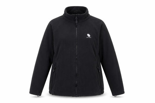 One Earth Women's Black Fleece Zip Jacket Size 12 Outdoor Warm Layer
