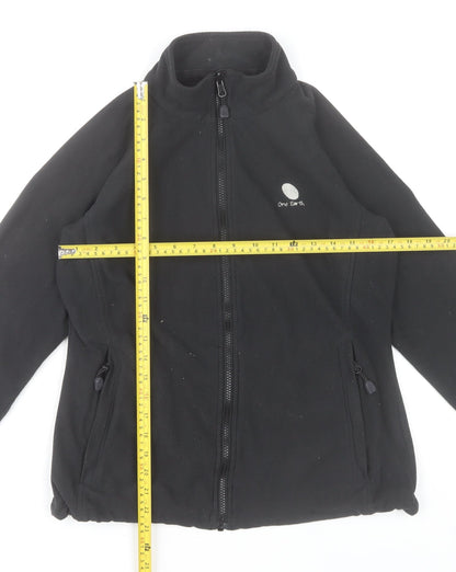 One Earth Women's Black Fleece Zip Jacket Size 12 Outdoor Warm Layer