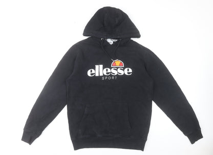 Ellesse Womens Black Hoodie UK 14 Pullover Cotton Blend Sport Sweatshirt