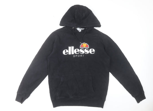 Ellesse Womens Black Hoodie UK 14 Pullover Cotton Blend Sport Sweatshirt