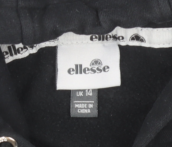 Ellesse Womens Black Hoodie UK 14 Pullover Cotton Blend Sport Sweatshirt